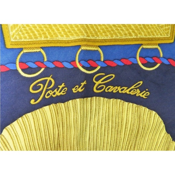 Hermes Gold and Blue Silk Scarf - Picture 11 of 15